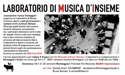 LABORATORIO DI MUSICA D'INSIEME | Condotto da Bruno Romani + Guests Organizzato da AMM:Manza Nera Label | Inizio Sabato 9 Giugno con Pat Moonchy